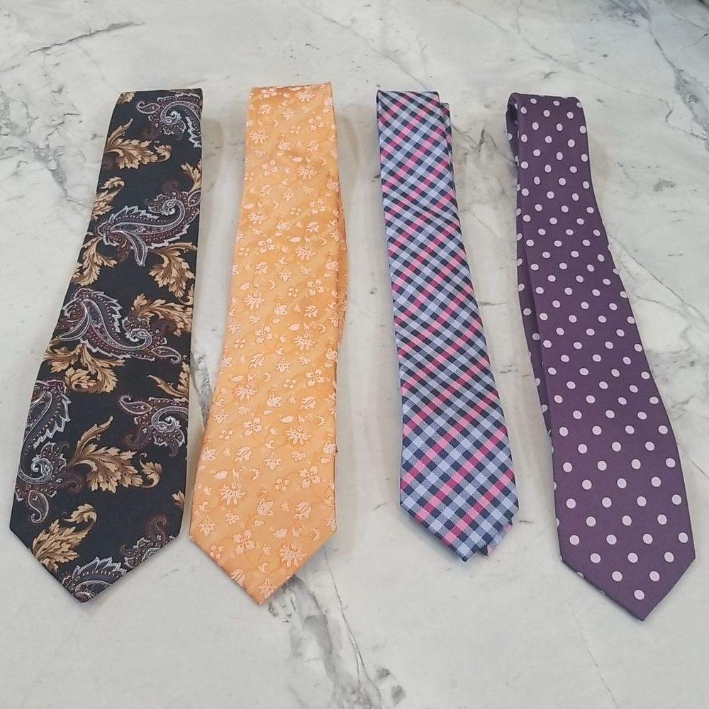 LOT of four Men's ties,three 100% silk, one silk blend